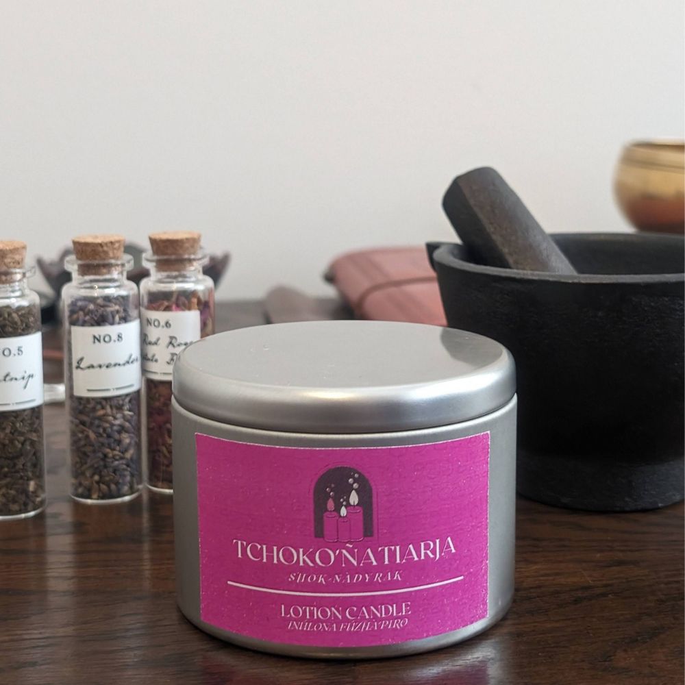 Tin lotion candle Tchoko example.